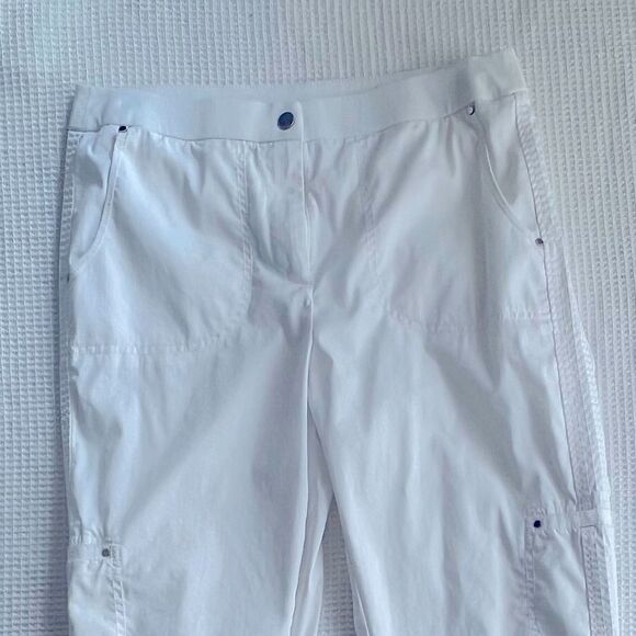 Chico's White Convertible Roll Up Cotton Blend Summer Pants sz 0.5  (S/6) - Picture 5 of 9